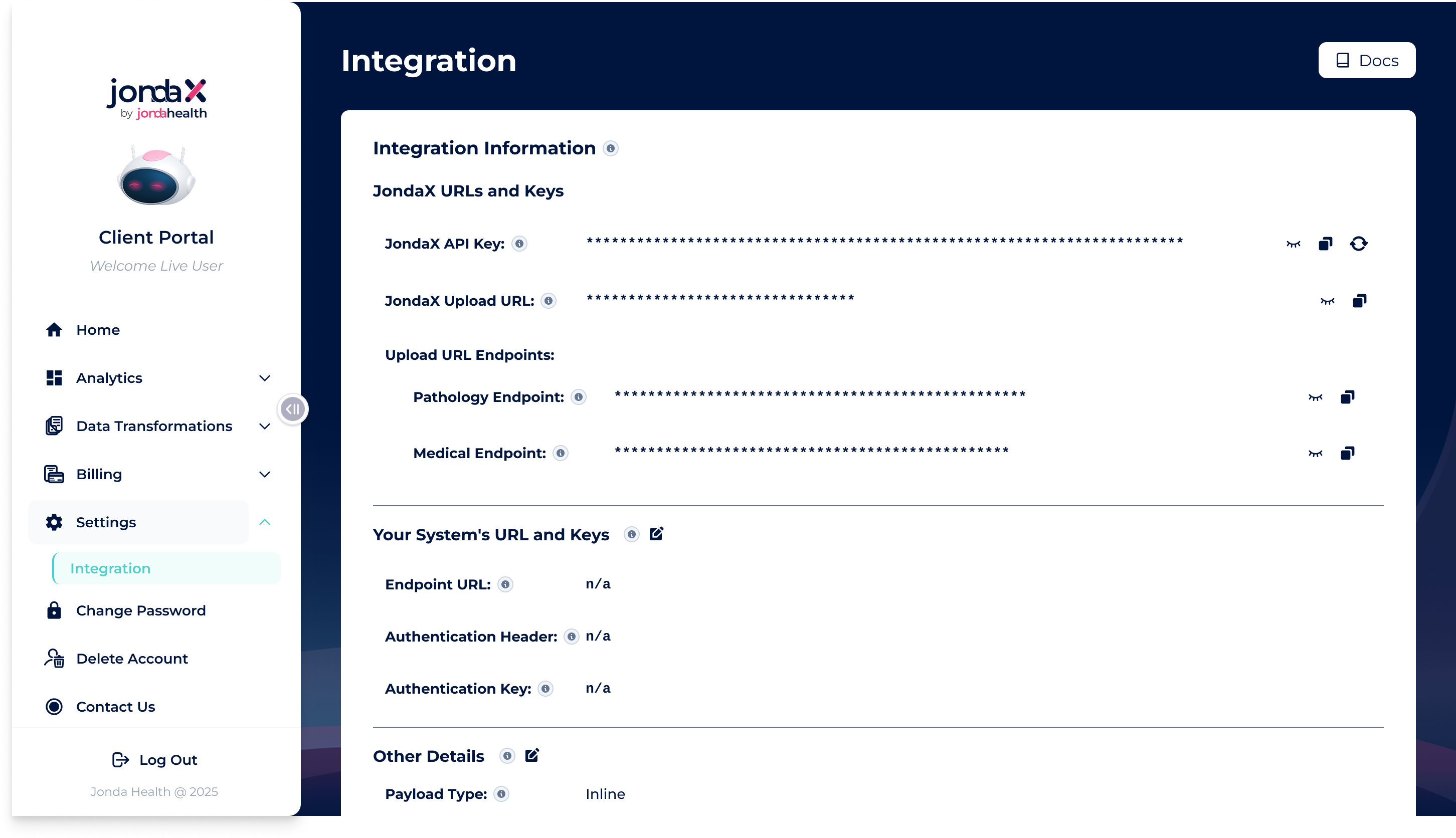 Integration page setup overview